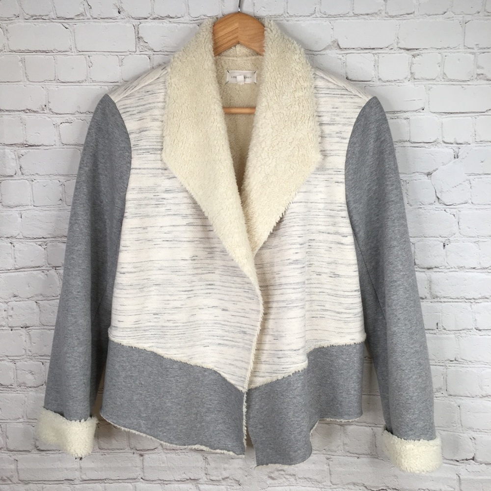 Lou & Grey Asymmetrical sherpa lined cardigan